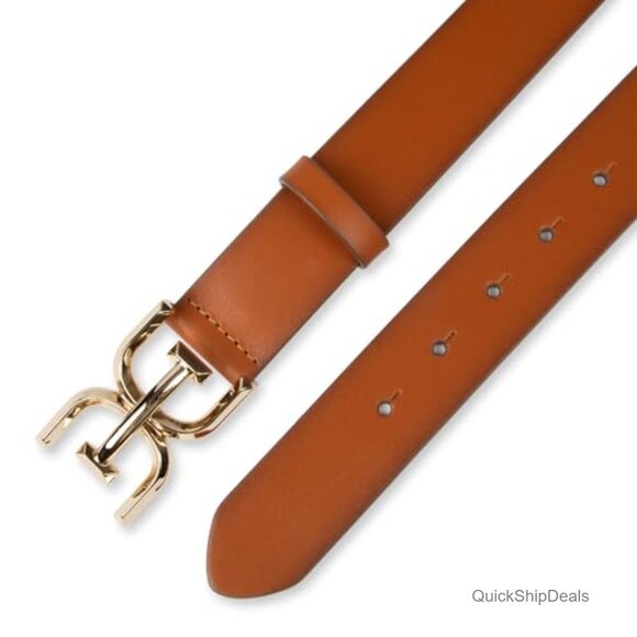 Leather and Polyurethane Belt with Double-E Logo Plaque Buckle main image 4